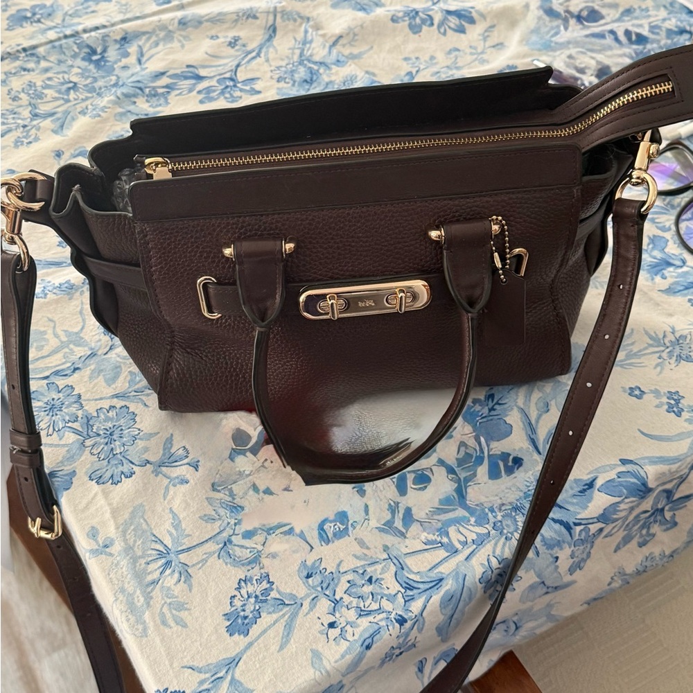 Burgundy Coach Leather Handbag and Crossbody
